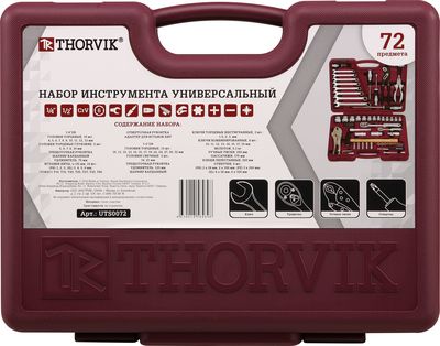  Набор инструмента 72 пр. 1/2" 1/4" 6 гр. Thorvik 